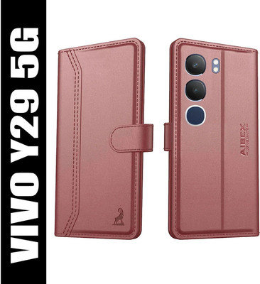 AIBEX Flip Cover for vivo Y29 5G | Premium Leather Finish | Magnetic Closure | Kickstand Feature(Brown, Magnetic Case, Pack of: 1)