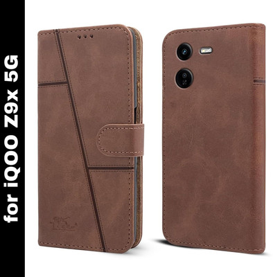 MobieGenie Flip Cover for iQOO Z9x 5G (Premium Leather Material | 360-Degree Protection | Card Slots and Pockets)(Brown, Dual Protection, Pack of: 1)