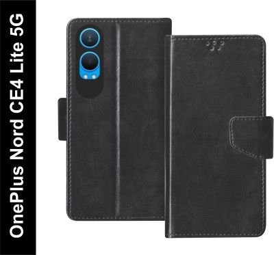 Telecase Flip Cover for OnePlus Nord CE4 Lite 5G Back Cover Case with Magnatic Closure | Card & Money Pocket(Black, Shock Proof, Pack of: 1)