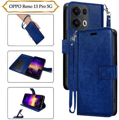 Asmart Flip Cover for OPPO Reno 13 Pro 5G(Blue, Pack of: 1)