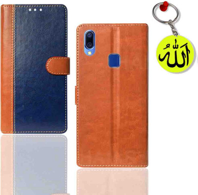 HANIRY Flip Cover for Vivo Y95 pouch cover | 1807 pouch cover | Free Allah Keychain | Blue, Brown(Blue, Magnetic Case, Pack of: 1)