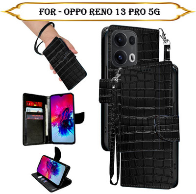 Cutemart Flip Cover for OPPO Reno 13 Pro 5G(Black, Pack of: 1)