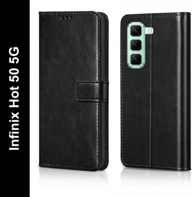 Nuvak Flip Cover for Infinix Hot 50 5G(Black, Magnetic Case, Pack of: 1)