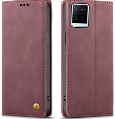 ClickAway Front & Back Case for Vivo Y21 (2021) Vivo Y33s 4G, Latest Top Notch Product | Rich Look| Premium Flip Back Cover(Maroon, Shock Proof, Pack of: 1)