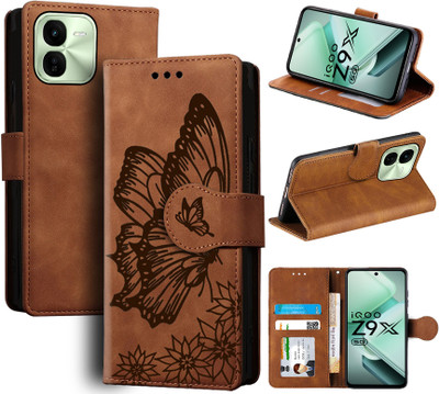 Mobishield Flip Cover for iQOO Z9X 5G(Brown, Camera Bump Protector, Pack of: 1)