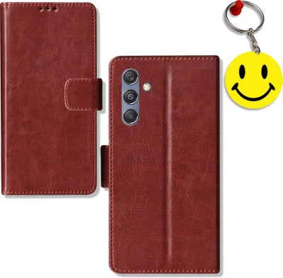 HANIRY Flip Cover for Samsung M34 5G flip cover for man | SM-M346B/DS flip cover for man | Free Keychain | Brown(Brown, Magnetic Case, Pack of: 1)