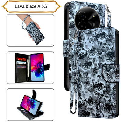 Asmart Flip Cover for Lava Blaze X 5G(Black, Pack of: 1)