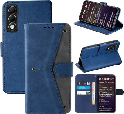 Aaghosh Flip Cover for OPPO K13x 5G(Blue, Shock Proof, Pack of: 1)