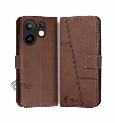 iFlip Flip Cover for VIVO V60 5G /T4 PRO 5G, VIVO V60 5G FLIP COVER(Brown, Magnetic Case, Pack of: 1)