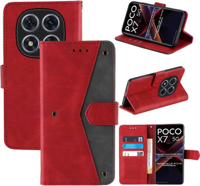 Aaghosh Flip Cover for POCO X7 5G, Redmi Note 14 Pro 5G(Red, Shock Proof, Pack of: 1)