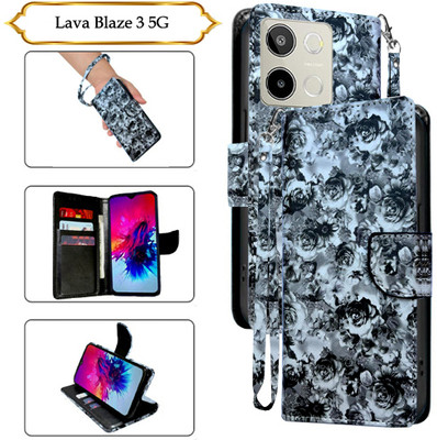 Asmart Flip Cover for Lava Blaze 3 5G(Black, Pack of: 1)