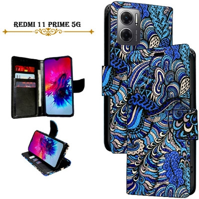 Cutemart Flip Cover for Redmi 11 Prime 5G(Blue, Pack of: 1)