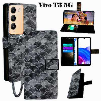 SHANNO Flip Cover for Vivo T3 5G(Black, Pack of: 1)