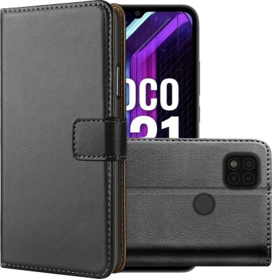 Frazil Flip Cover for Poco C31(Black, Grip Case, Pack of: 1)