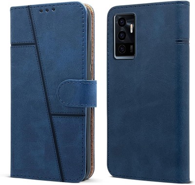 spaziogold Flip Cover for Vivo V23e 4G/5G(Premium Leather Material | 360-Degree Protection | Card Slots and Wallet)(Blue, Dual Protection, Pack of: 1)