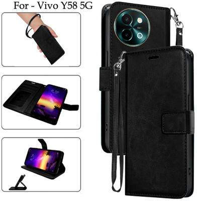 PARGO Flip Cover for Vivo Y58 5G(Black, Pack of: 1)