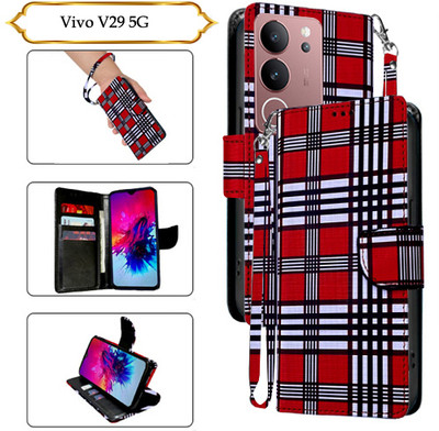 Cutemart Flip Cover for Vivo V29 5G(Red, Pack of: 1)