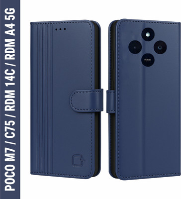 AIBEX Flip Cover for Poco M7 5G / Redmi 14C 5G / Redmi A4 5G / Poco C75 5G|Inbuilt Wallet & Card Slots(Blue, Card Holder, Pack of: 1)