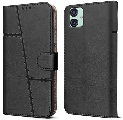 SnapStar Flip Cover for Samsung M04(Premium Leather Material | Built-in Stand | Card Slots and Wallet)(Black, Dual Protection, Pack of: 1)