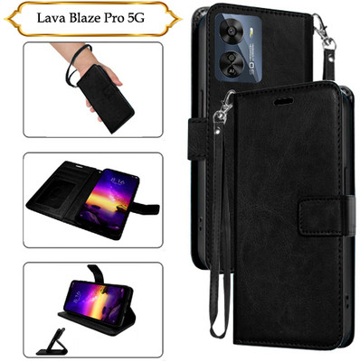 SALGO Flip Cover for Lava Blaze Pro 5G(Black, Pack of: 1)