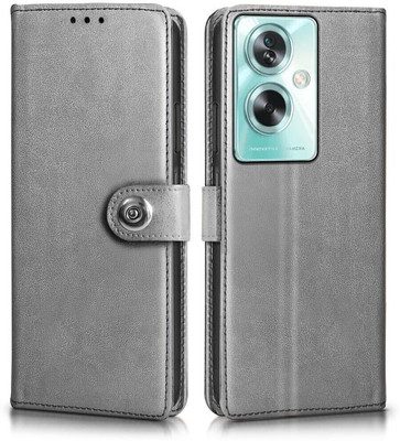 WOW Imagine Flip Cover for Oppo A79 5G Button Flip Case | Wallet Pockets & Stand(Grey, Magnetic Case)