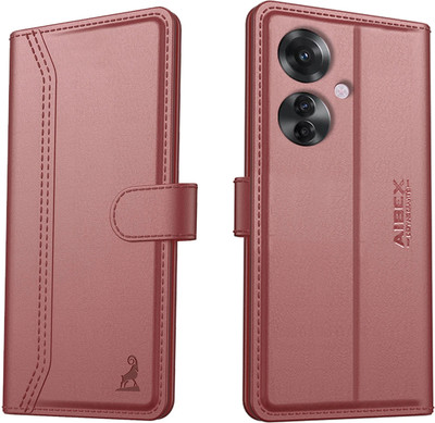 AIBEX Flip Cover for Oppo F25 Pro 5G|Premium Leather Finish | Magnetic Closure | Kickstand Feature | Shockproof(Brown, Magnetic Case, Pack of: 1)