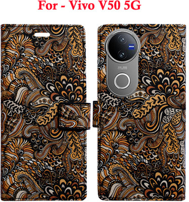 Toklot Flip Cover for Vivo V50 5G(Brown, Pack of: 1)
