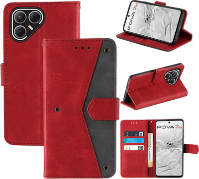 Aaghosh Flip Cover for Tecno Pova 7 5G(Red, Shock Proof, Pack of: 1)
