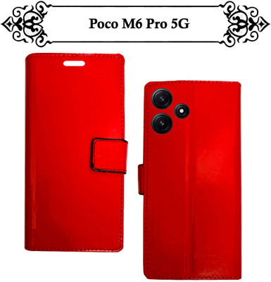 Asmart Flip Cover for Poco M6 Pro 5G(Red, Pack of: 1)