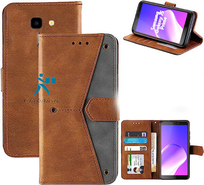 XSHIELD Flip Cover for Samsung Galaxy J5 Prime (Wallet Case)-Genuine Leather- Card Holders-Shockproof Back Cover(Brown, Dual Protection, Pack of: 1)