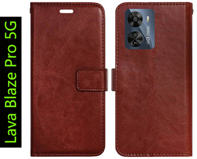 Toklot Flip Cover for Lava Blaze Pro 5G(Brown, Pack of: 1)