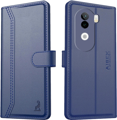 AIBEX Flip Cover for Vivo V40e 5G / iQOO Z9s 5G|Premium Leather Finish | Magnetic Closure | Kickstand Feature(Blue, Magnetic Case, Pack of: 1)