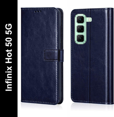 Flocculent Flip Cover for Infinix Hot 50 5G(Blue, Shock Proof, Pack of: 1)