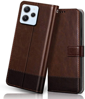 WINDMILL Flip Cover for REDMI 12 4G, 5G(Brown, Cases with Holder, Pack of: 1)