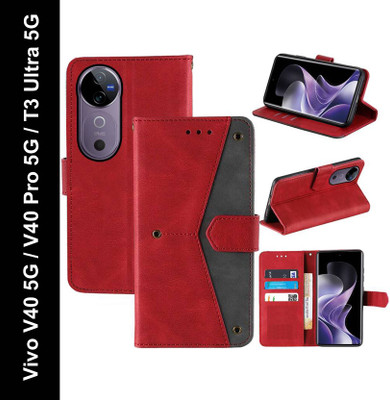 Aaghosh Flip Cover for Vivo V40 5G, Vivo V40 Pro 5G, Vivo T3 Ultra 5G(Red, Shock Proof, Pack of: 1)