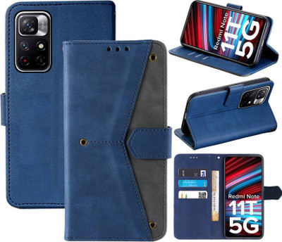 Aaghosh Flip Cover for Redmi Note 11T 5G, POCO M4 Pro 5G(Blue, Shock Proof, Pack of: 1)