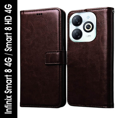 Casotec Flip Cover for Infinix Smart 8 4G / Smart 8 HD 4G(Brown, Pack of: 1)