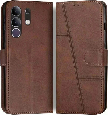 FoneShield Flip Cover for Vivo Y31 Pro 5G / Vivo T4x 5G / iQOO Z10X 5G, |Premium Leather| Built-in Stand| Card Slots(Brown, Magnetic Case, Pack of: 1)