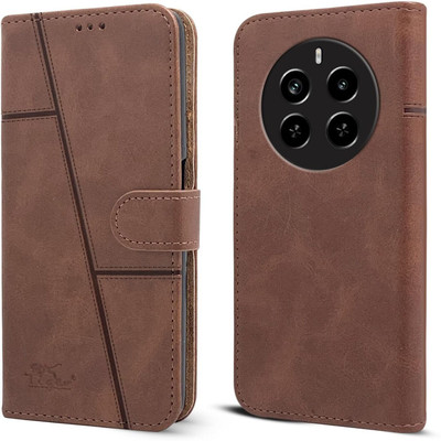 spaziogold Flip Cover for Realme P1 Pro 5G(Brown, Magnetic Case, Pack of: 1)