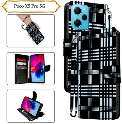 SALGO Flip Cover for Poco X5 Pro 5G(Black, Pack of: 1)