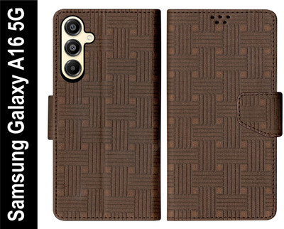 SBMS Flip Cover for Samsung Galaxy A16 5G Back Cover Case with Magnatic Closure(Brown, Shock Proof, Pack of: 1)