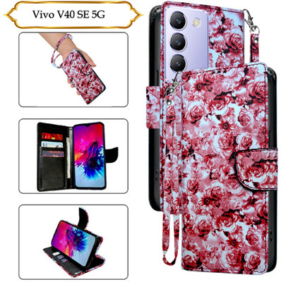 Cutemart Flip Cover for Vivo V40 SE 5G(Red, Pack of: 1)