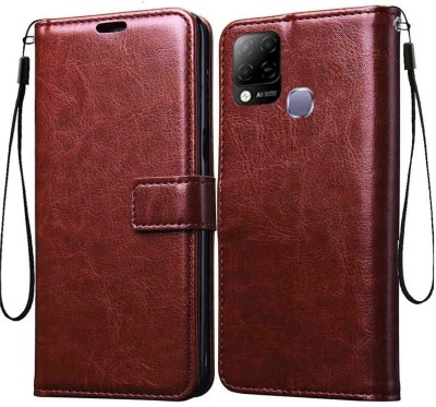 Casesily Flip Cover for Infinix Hot 10s Leather Wallet Case(Brown, Cases with Holder, Pack of: 1)