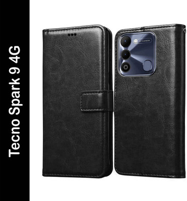 Casotec Flip Cover for Tecno Spark 9 4G(Black, Pack of: 1)