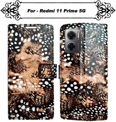 Asmart Flip Cover for Redmi 11 Prime 5G(Brown, Pack of: 1)