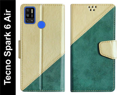 SBMS Flip Cover for Tecno Spark 6 Air Back Cover Case with Magnatic Closure | Card & Money Pocket(Green, Shock Proof, Pack of: 1)