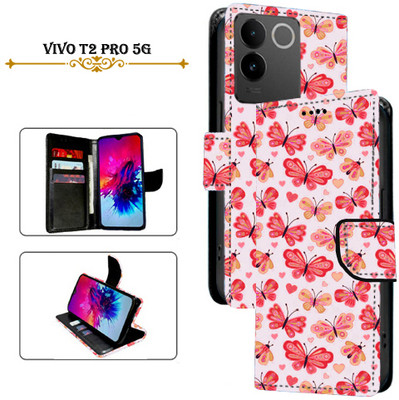 Asmart Flip Cover for Vivo T2 Pro 5G(Red, Pack of: 1)