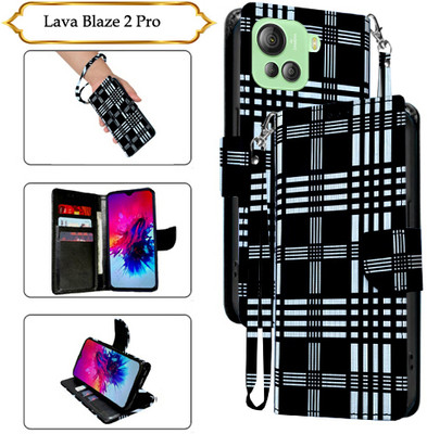 Cutemart Flip Cover for Lava Blaze 2 Pro(Black, Pack of: 1)