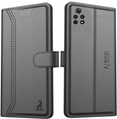 AIBEX Flip Cover for Poco M4 Pro 4G|Vegan PU Leather |Foldable Stand & Pocket |Magnetic Closure(Black, Cases with Holder, Pack of: 1)