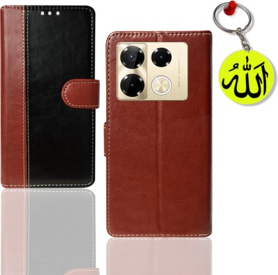 HANIRY Flip Cover for Infinix Note 40 Pro Plus 5G pouch cover | X6851B pouch cover | Keychain | Black, Brown(Black, Magnetic Case, Pack of: 1)